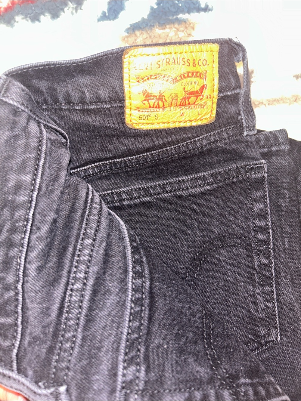 Levi's Black Denim Jeans with Leather Patch